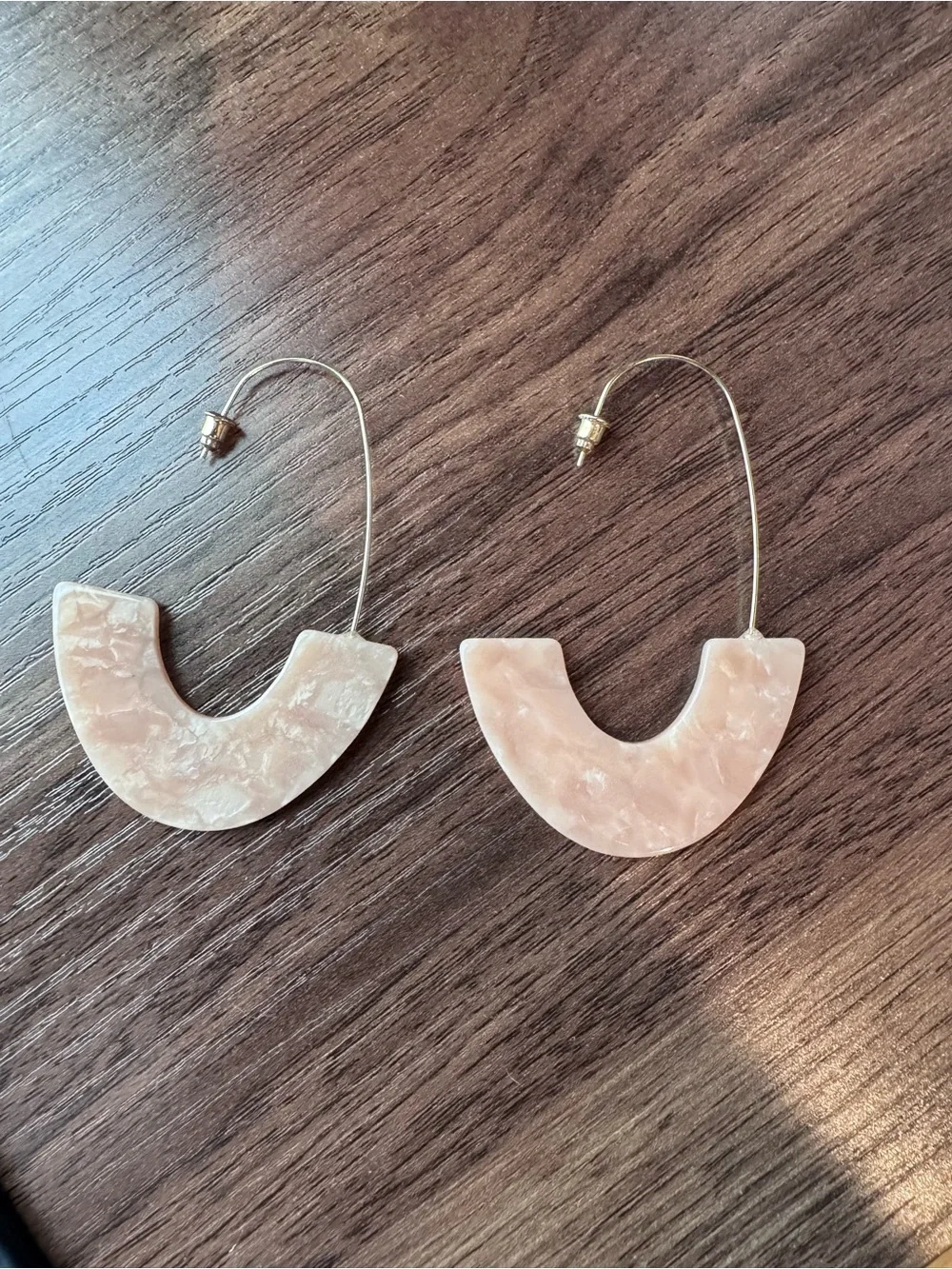 Peach Marbled Half Hoop Resin Earrings
